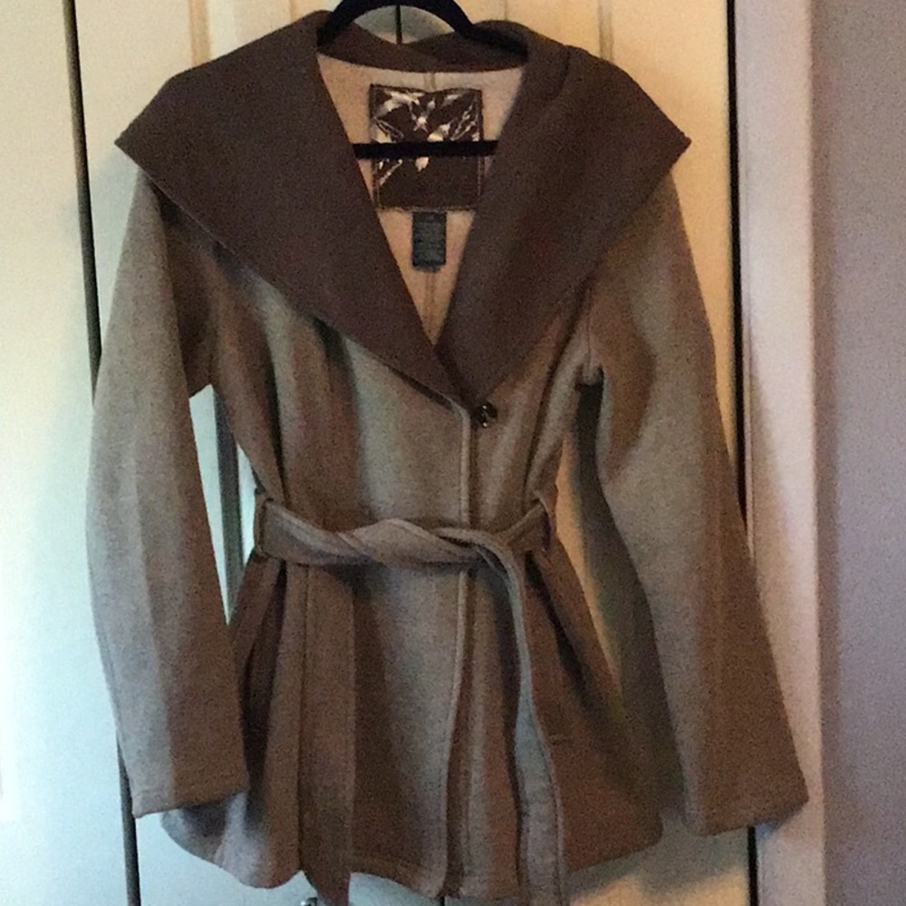 Sebby Fleece Hooded Trench Coat Size L